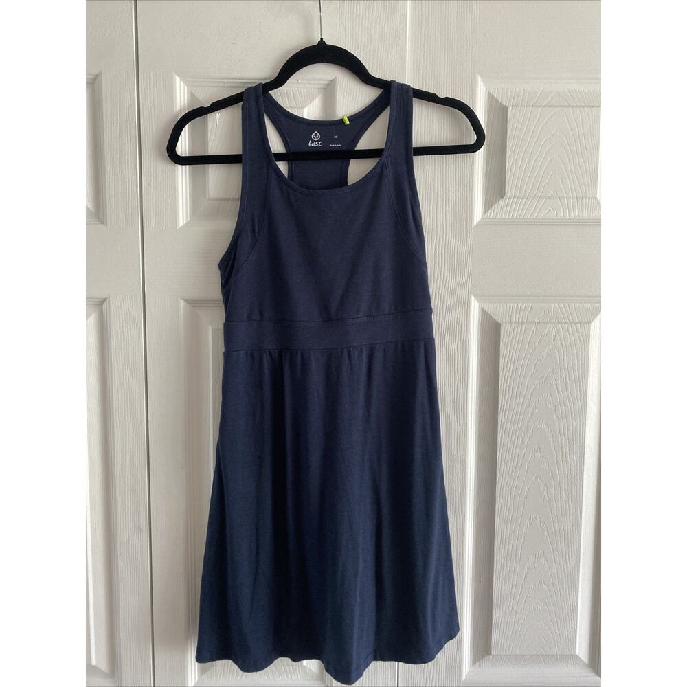 Tasc Womens Medium Blue Sleevess Dress Organic Cotton Blend